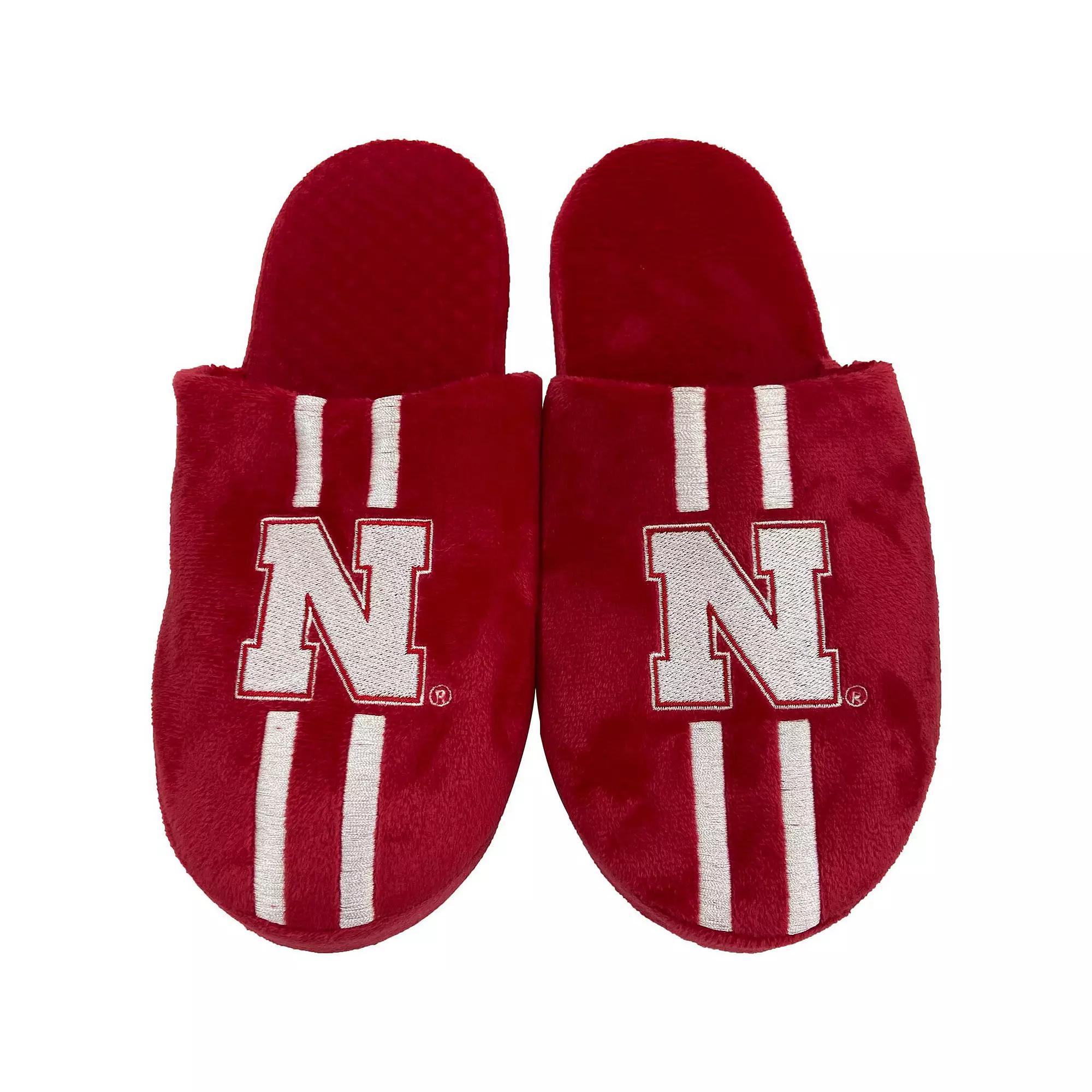 Men's FOCO Nebraska Huskers Striped Team Slippers, Size: Medium, Red Product Image