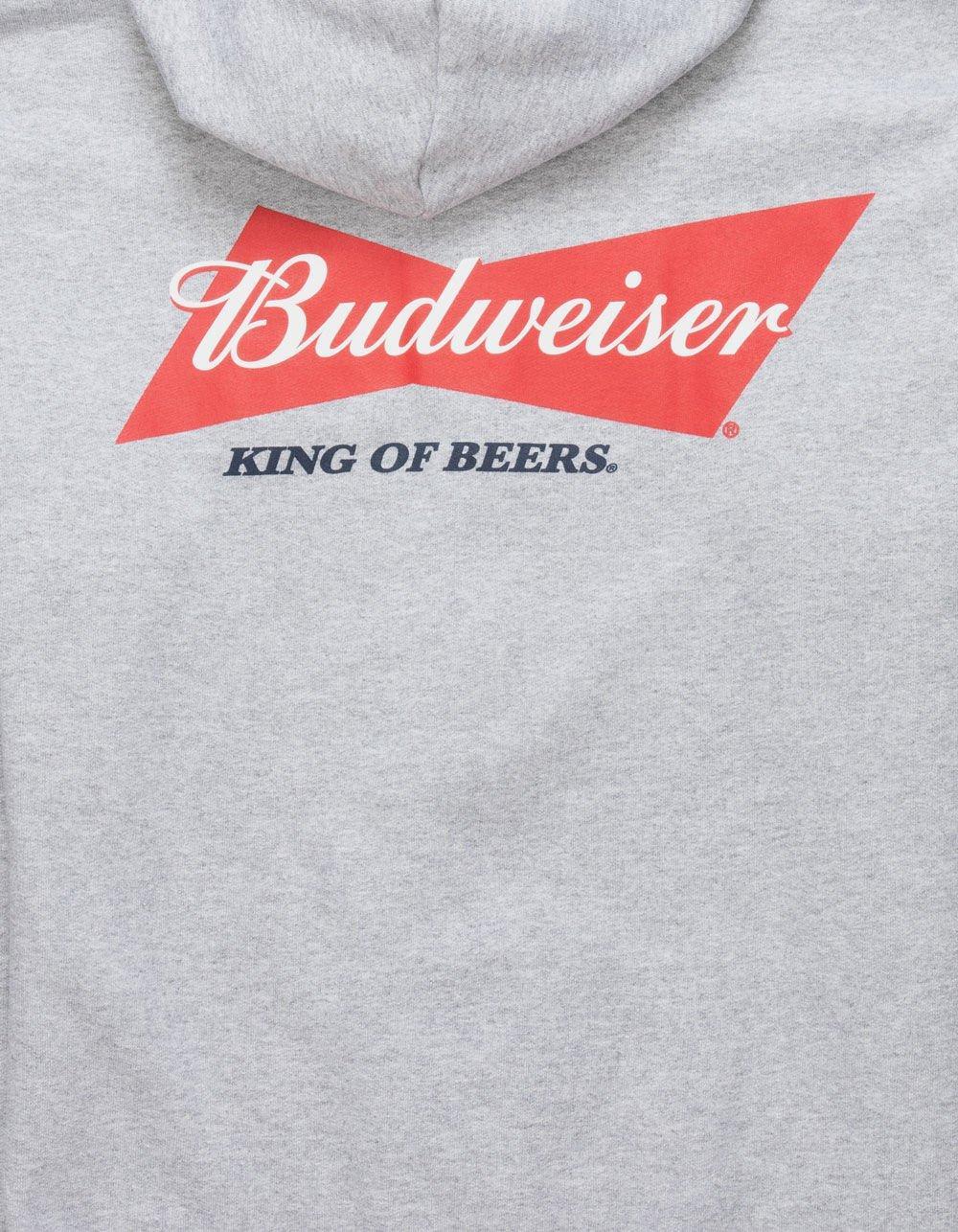 BUDWEISER King Of Beers Mens Zip-Up Hoodie - HEATHER GRAY Product Image