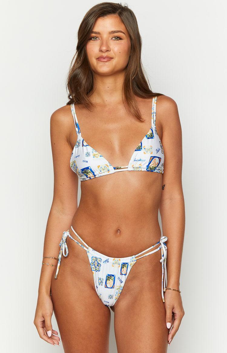 9.0 Swim White Italia Print Sumba Bikini Bottoms Product Image