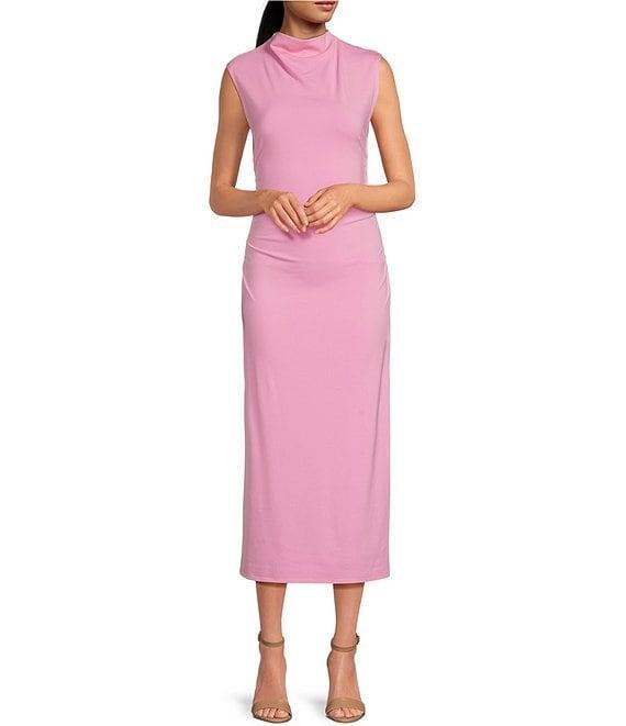 Gianni Bini Knit Mock Neck Cap Sleeve Bodycon Midi Dress Product Image