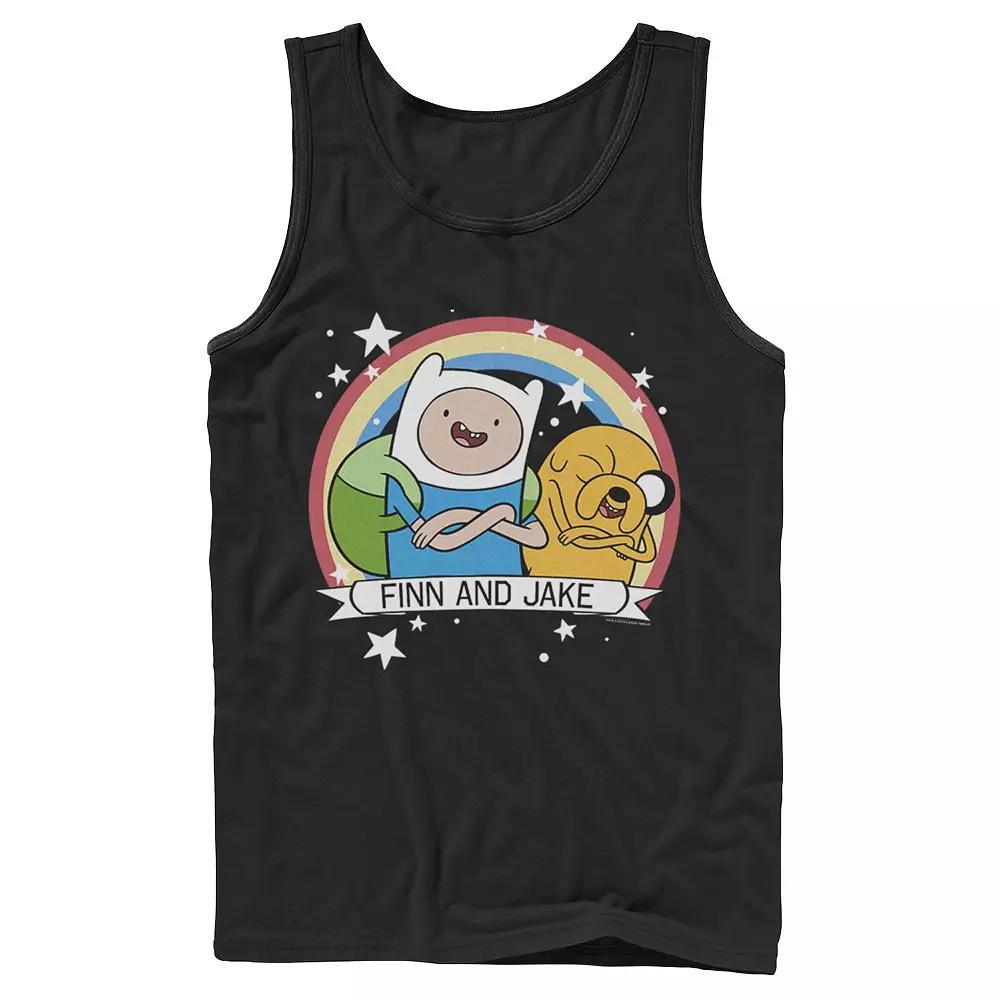 Men's Cartoon Network Adventure Time Finn & Jake Rainbow Banner Tank Top, Size: XL, Grey Product Image