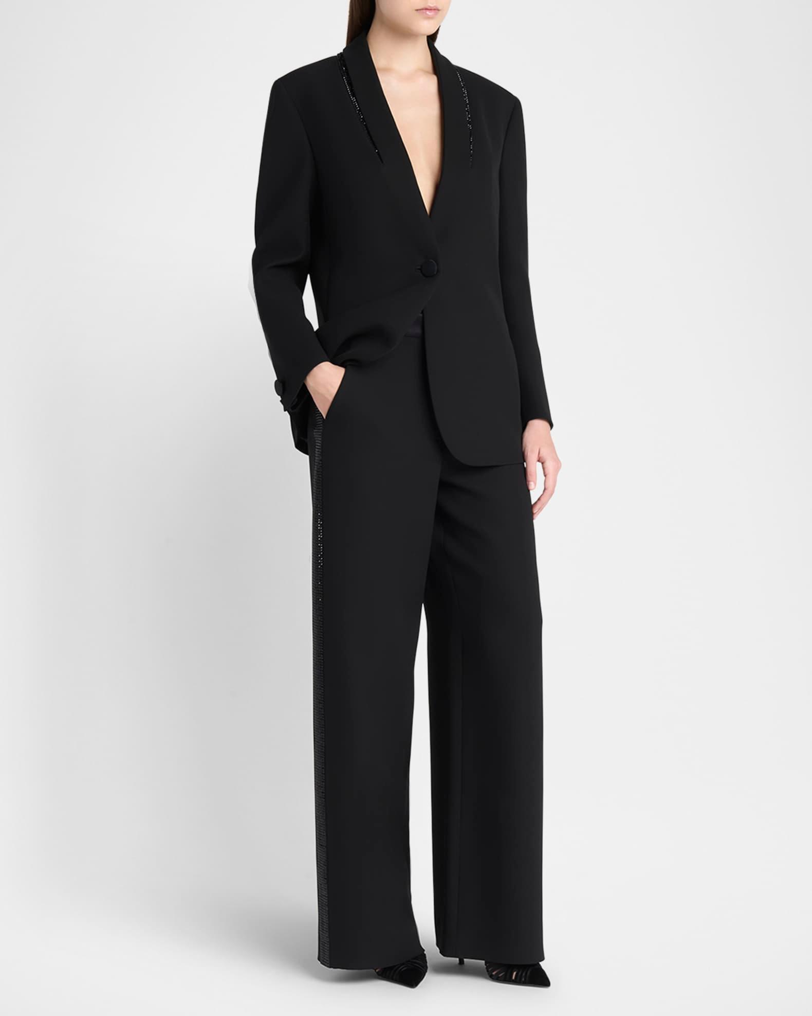 Beaded Silk Tuxedo Jacket Product Image