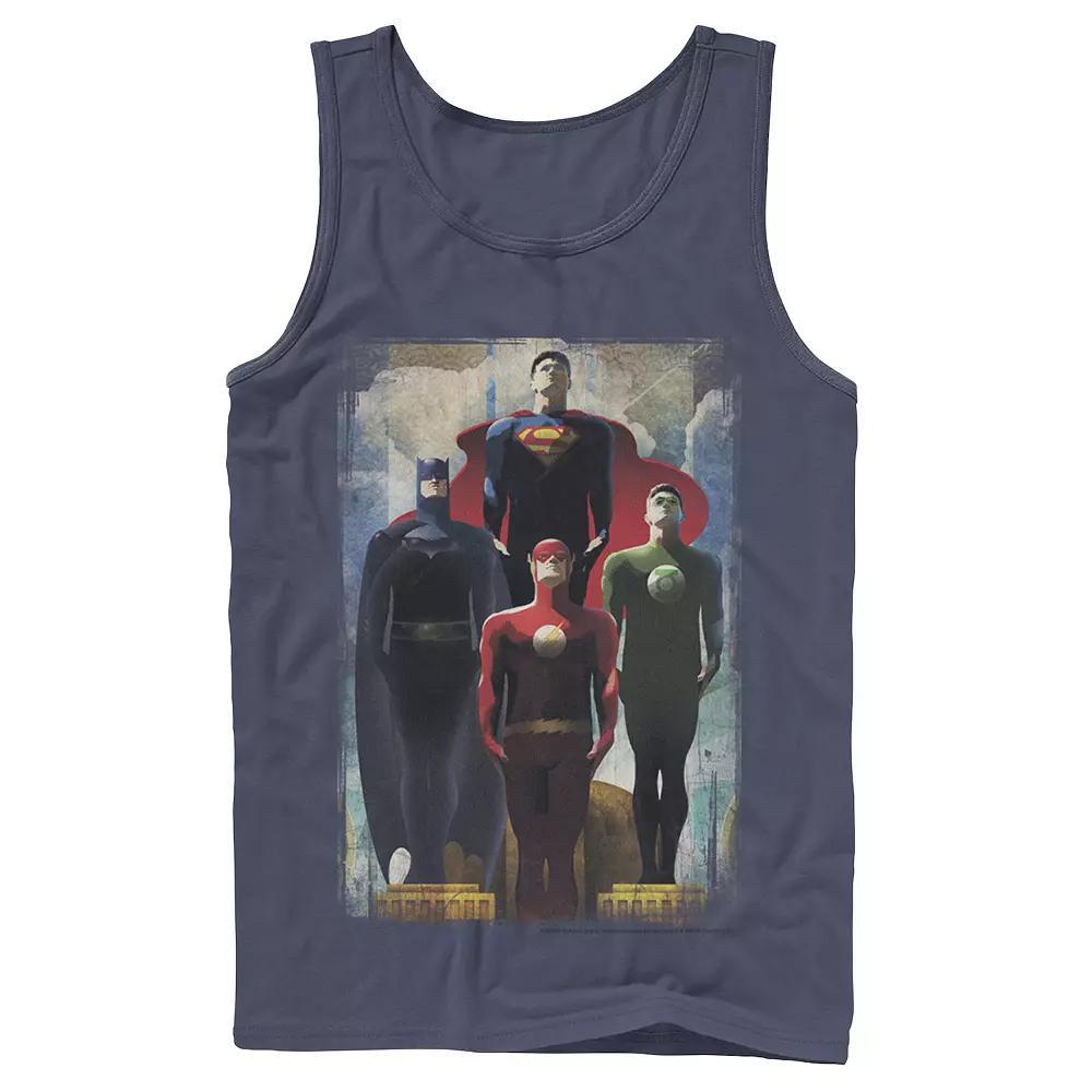 Mens DC Comics Justice League Heroes Look Up Tank Top Grey Product Image