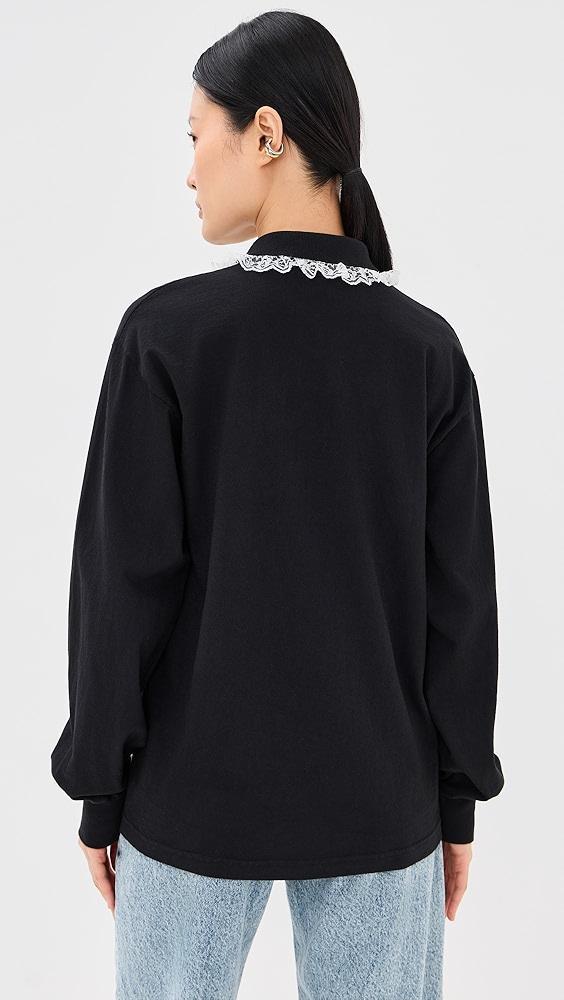 Tanner Fletcher Cletus Lace Trim Long Sleeve Polo | Shopbop Product Image