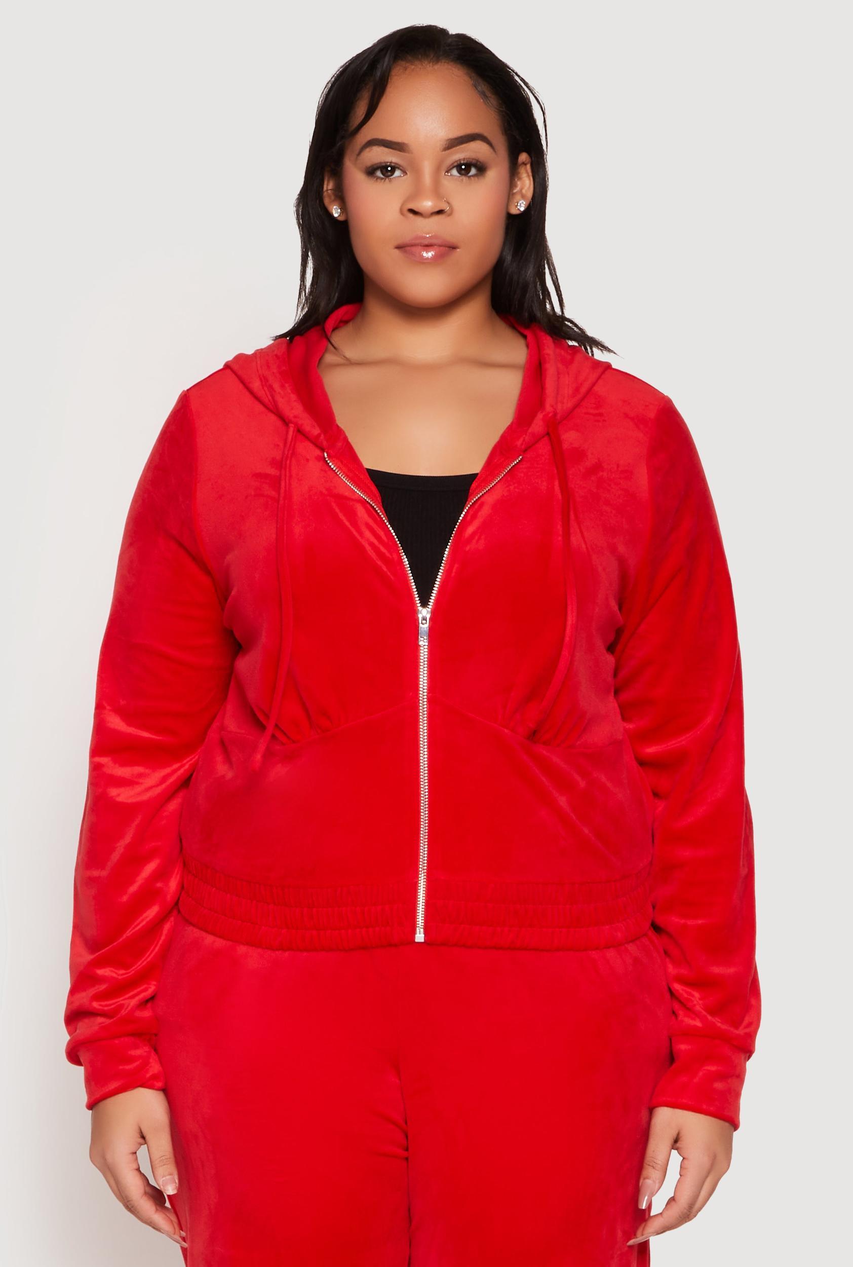 Womens Plus Size Iris Velour Cropped Hooded Sweatshirt Product Image