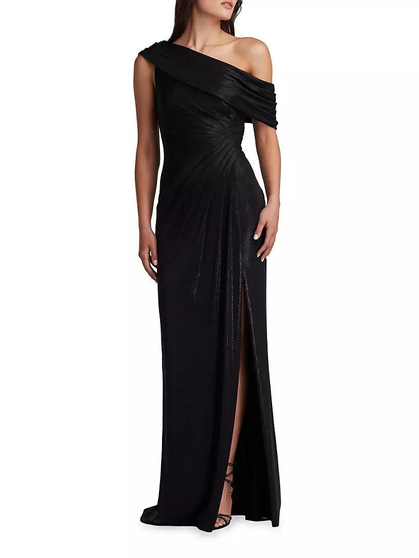 Metallic Jersey Off-the-Shoulder Column Gown Product Image
