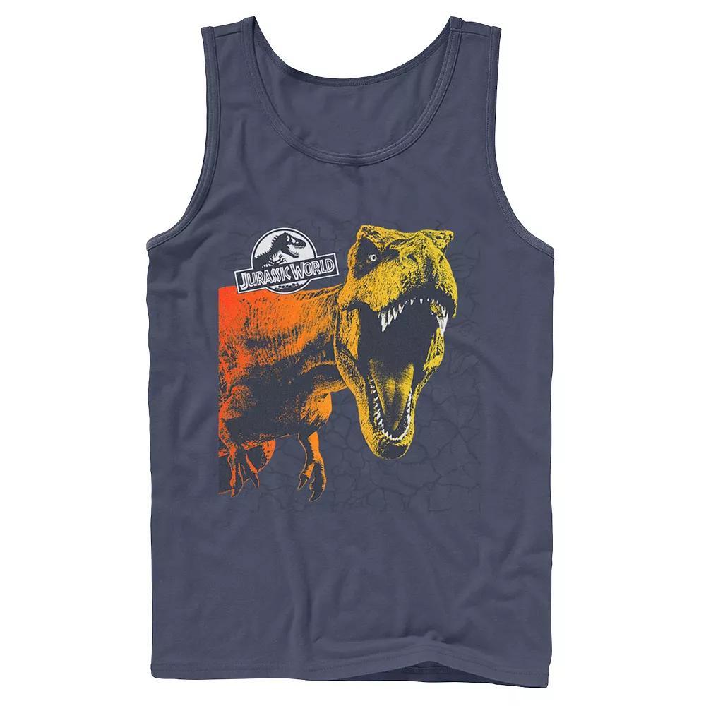 Men's Jurassic World Two T-Rex Color Pop Cracks Tank Top, Size: Small, Blue Product Image