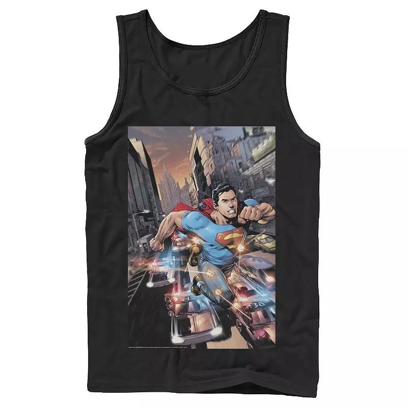 Men's DC Comics Superman Flashing Lights Poster Tank Top, Size: XL, Grey Product Image