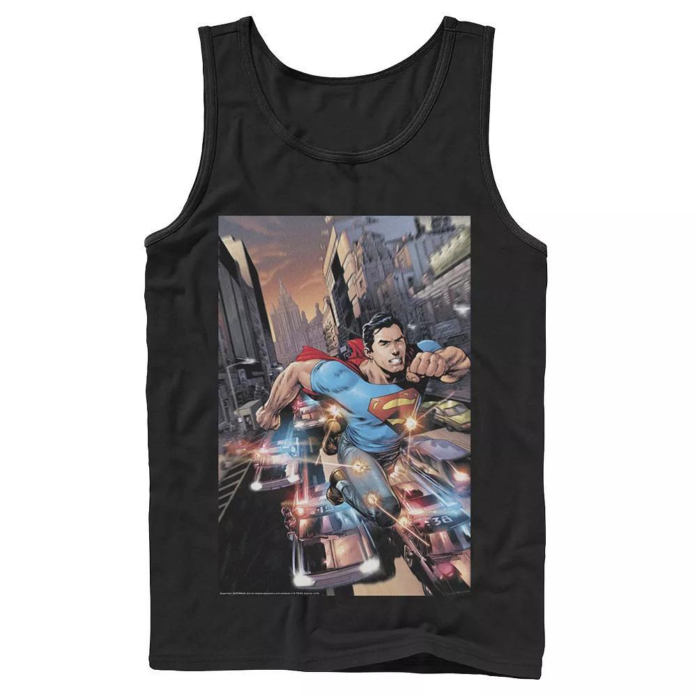 Men's DC Comics Superman Flashing Lights Poster Tank Top, Size: XL, Grey Product Image