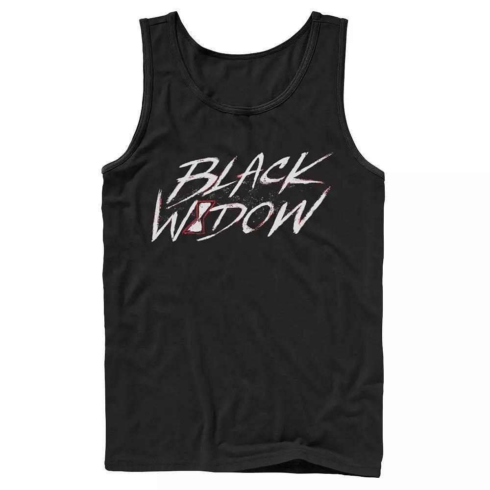 Men's Marvel Black Widow Paint Splatter Text Tank Top, Size: Large Product Image