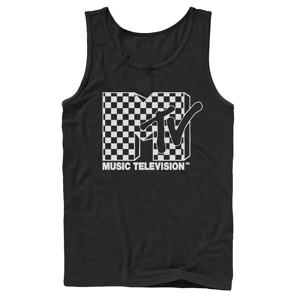 Men's MTV Checkered Logo Tank Top, Size: Large, Black Product Image