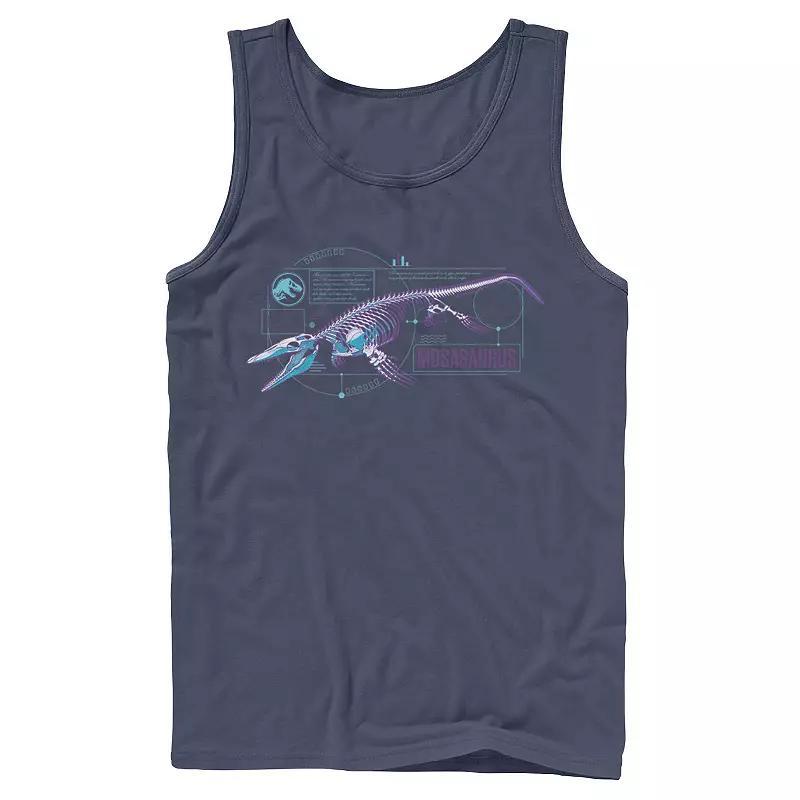 Men's Jurassic World Mosasaurus Skeleton X Ray Tank Top, Size: Small, Blue Product Image