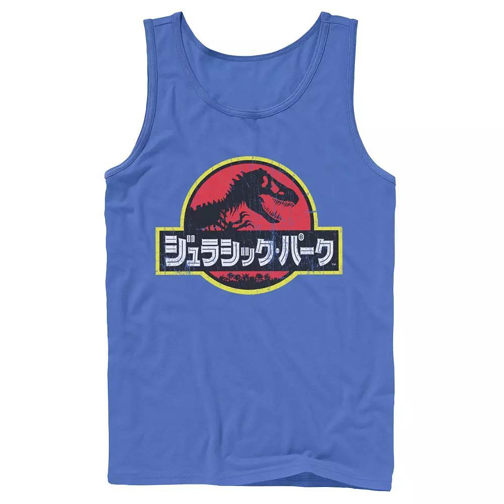 Mens Jurassic Park Japanese Red Logo Tank Top Grey Product Image