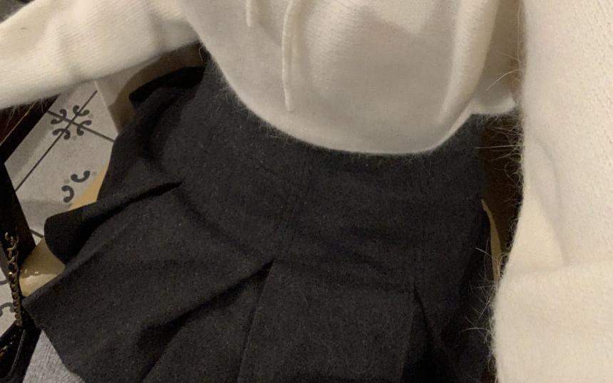 Long Sleeve Halter-Neck Plain Loose-Fit Sweater Product Image