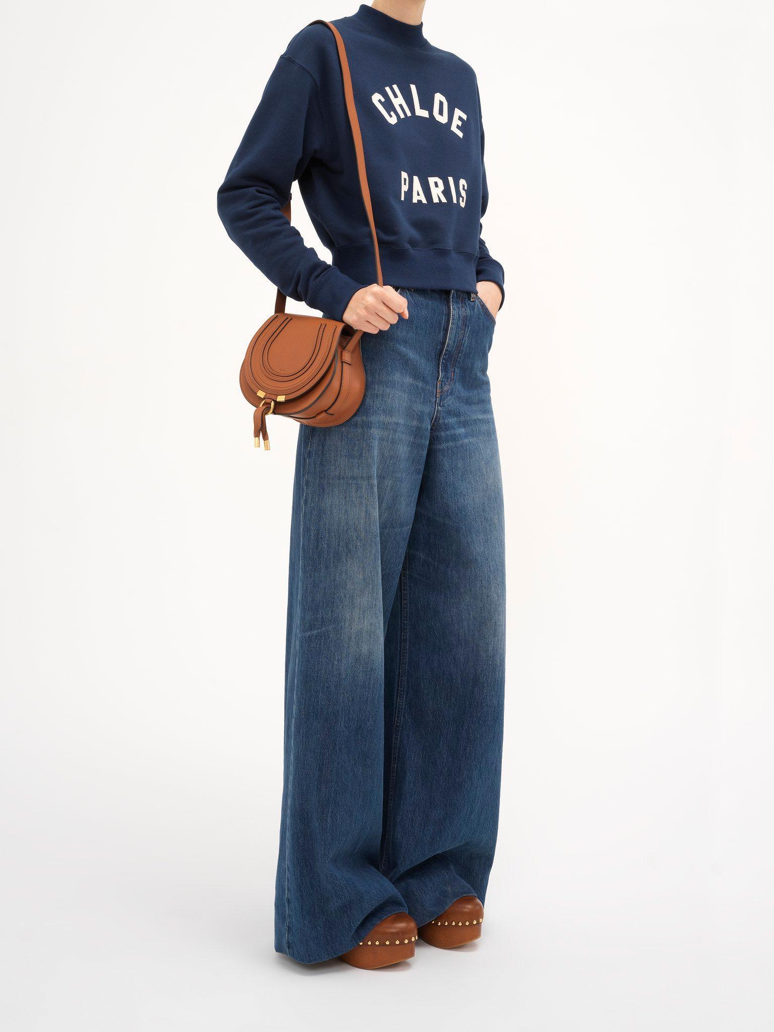 Small Marcie saddle bag in grained leather Product Image