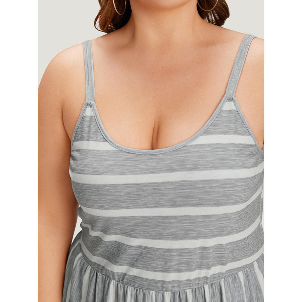 Plus Size Silver Striped Pocket Elastic Waist Cami Jumpsuit Women Casual Sleeveless Spaghetti Strap Dailywear Loose Jumpsuits BloomChic 14-16/1X Product Image