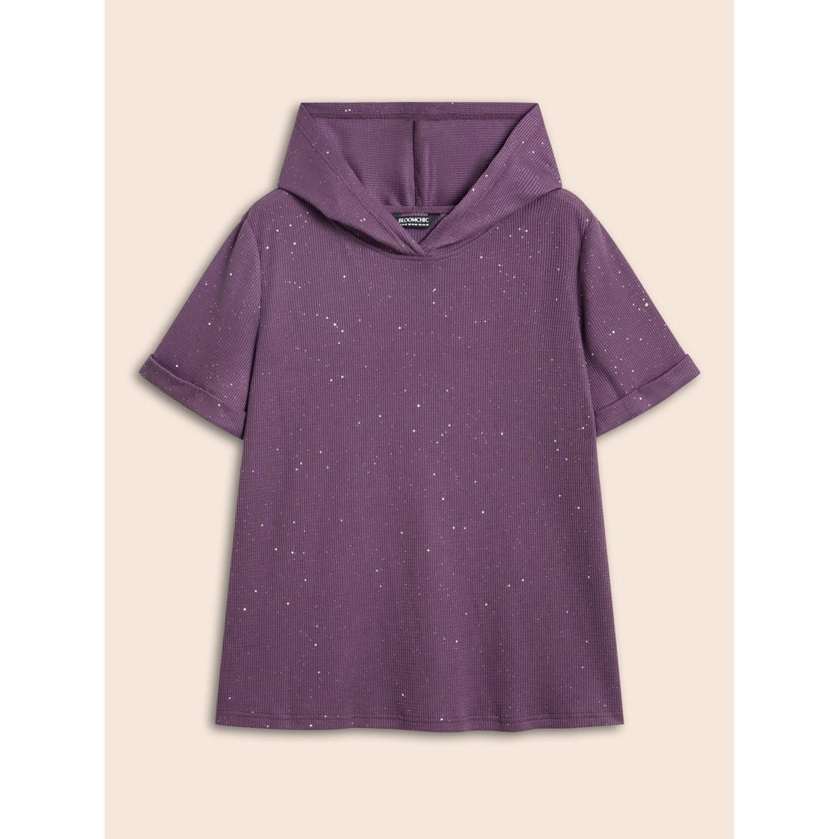 Plus Size Wicked Witch Style Hooded T-shirt Deeppurple Women Casual Texture Hooded Everyday T-shirts BloomChic 14-16/1X Product Image