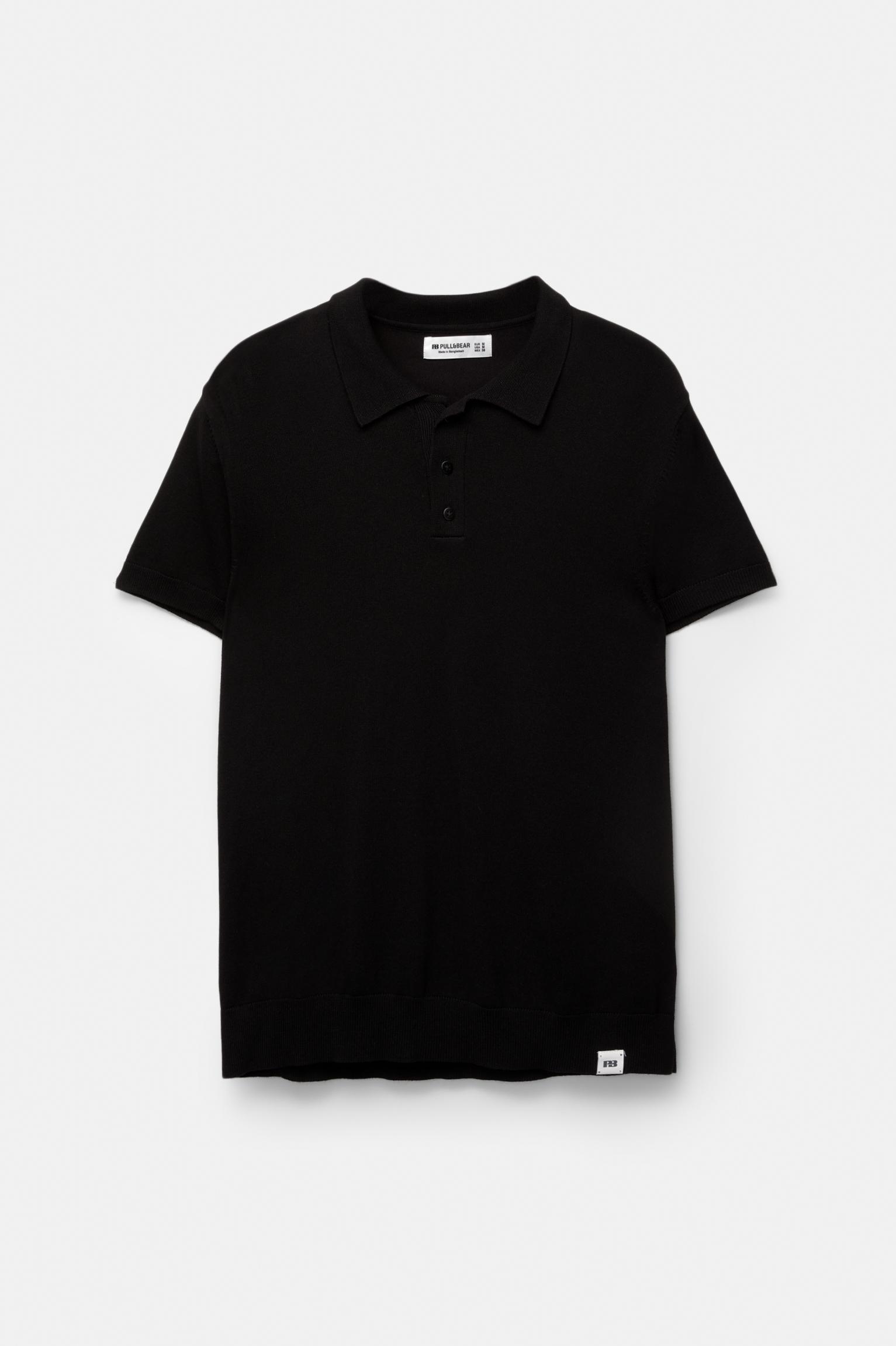 Short sleeve knit polo shirt Product Image