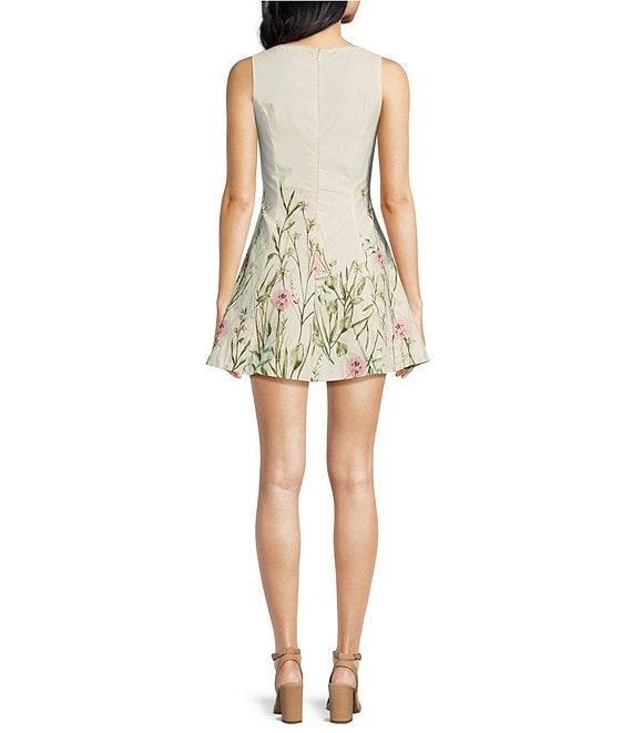 En Saison Esmeralda Floral Border Print Square Neck Sleeveless Mini Dress Product Image