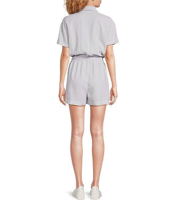 Cloth & Stone Woven Point Collar Short Sleeve Button Front Flounce Romper Product Image