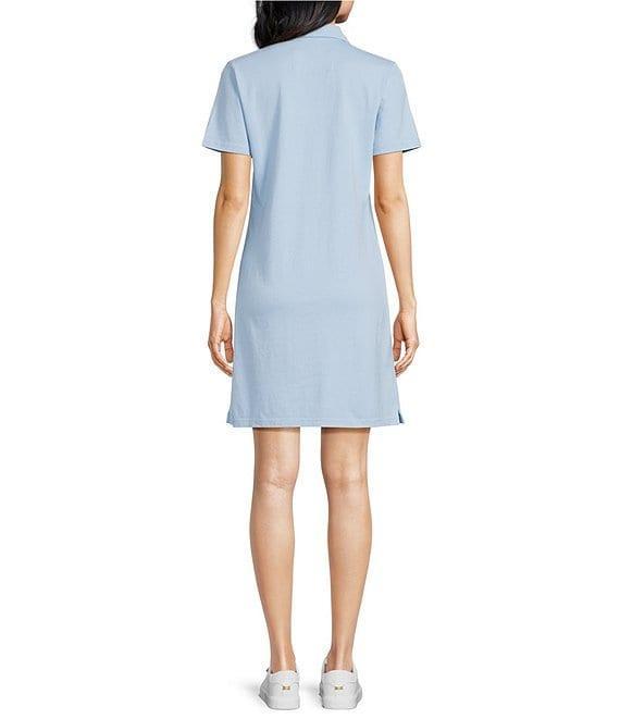 Southern Tide Demi Solid Collared V-Neck Short Sleeve Cotton Polo Dress Product Image