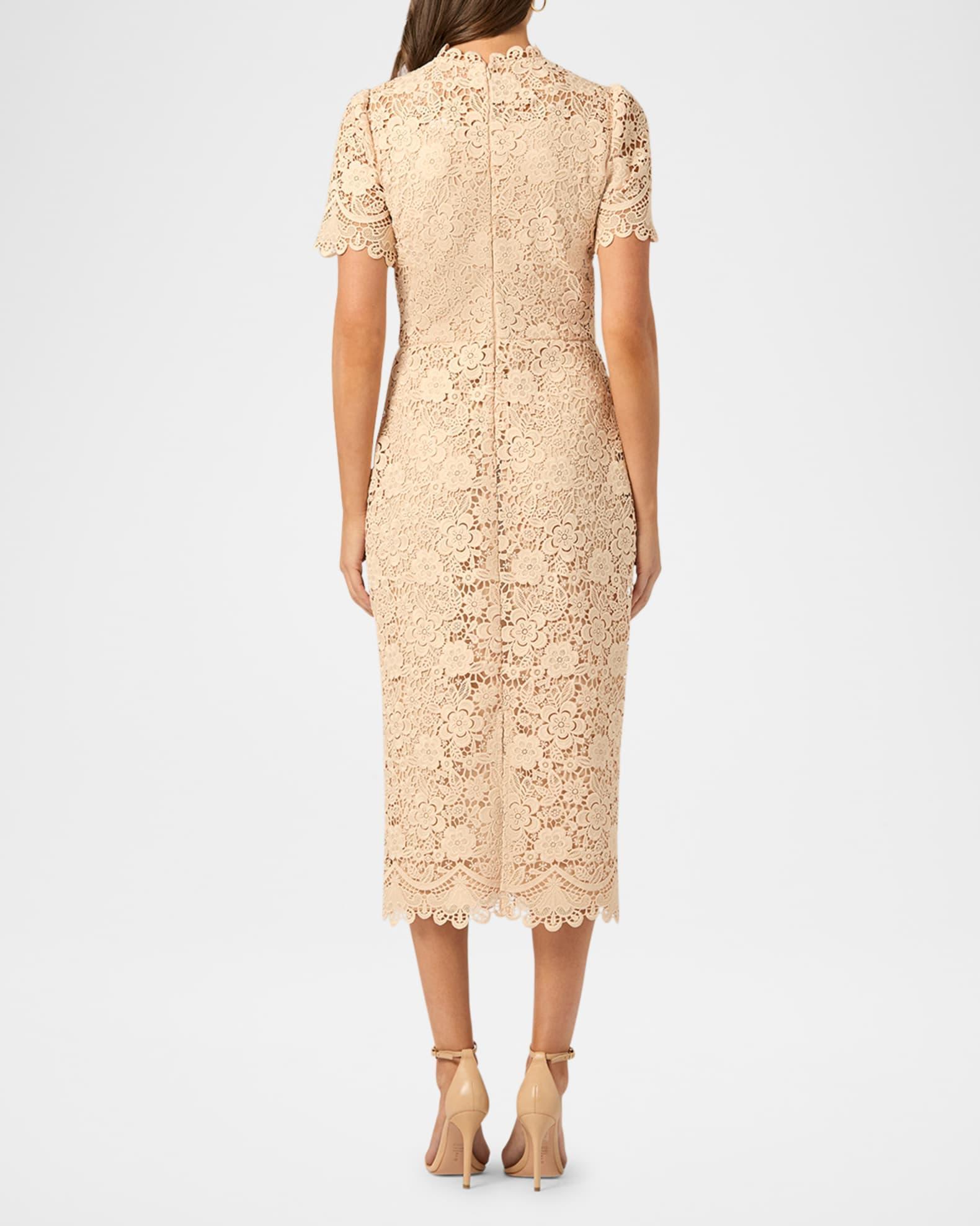 Vivienne Scalloped Floral Lace Midi Dress Product Image