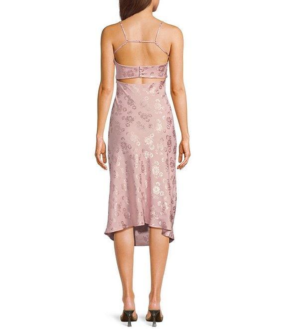 Allison & Kelly Printed Jacquard Square Neck Spaghetti Strap Dress Product Image