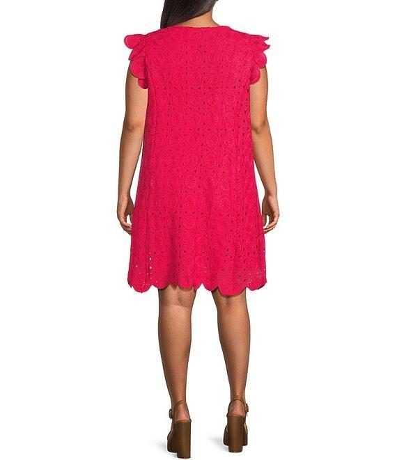 Skies Are Blue Plus Size V-Neck Crochet Mini Dress Product Image