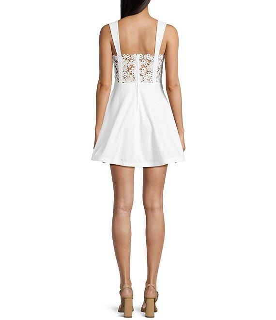 City Vibe Sweetheart Neck Sleeveless Illusion Lace Back Fit And Flare Dress Product Image
