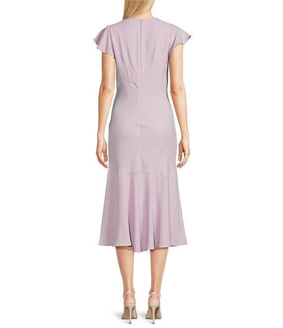 Calvin Klein V-Neck Short Sleeve Midi Dress Product Image