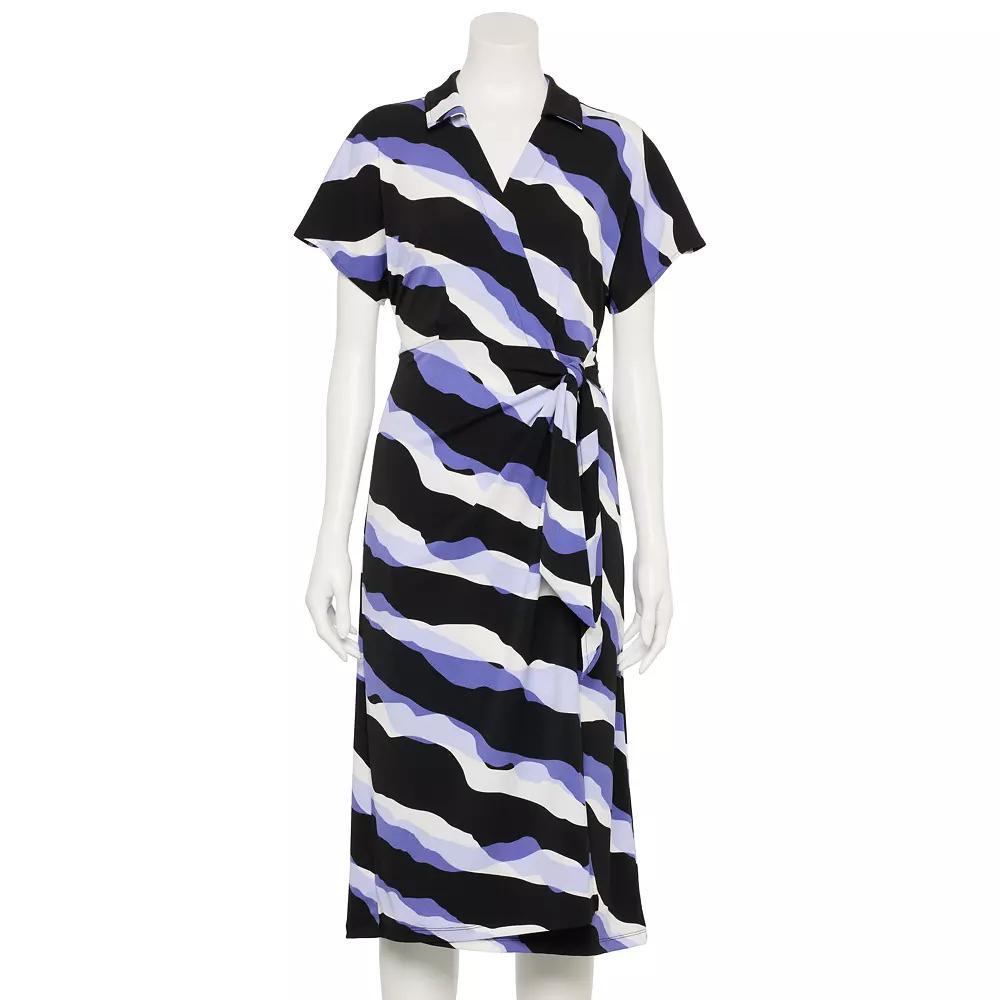 Women's Nine West Adaptive Dolman Sleeve Wrap Dress, Size: XS, Rocky Diagonal Product Image
