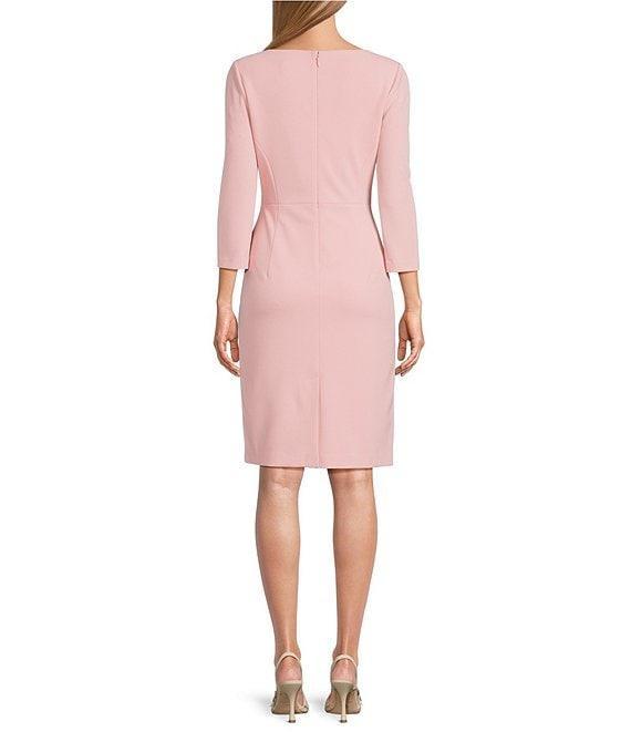 Investments Scuba Crepe 3/4 Sleeve Ballet Neck Sheath Dress Product Image