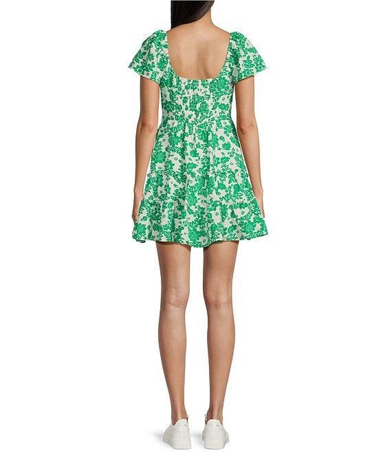 Midnight Doll Floral Print Short Sleeve Smocked Back Fit & Flare Mini Dress Product Image