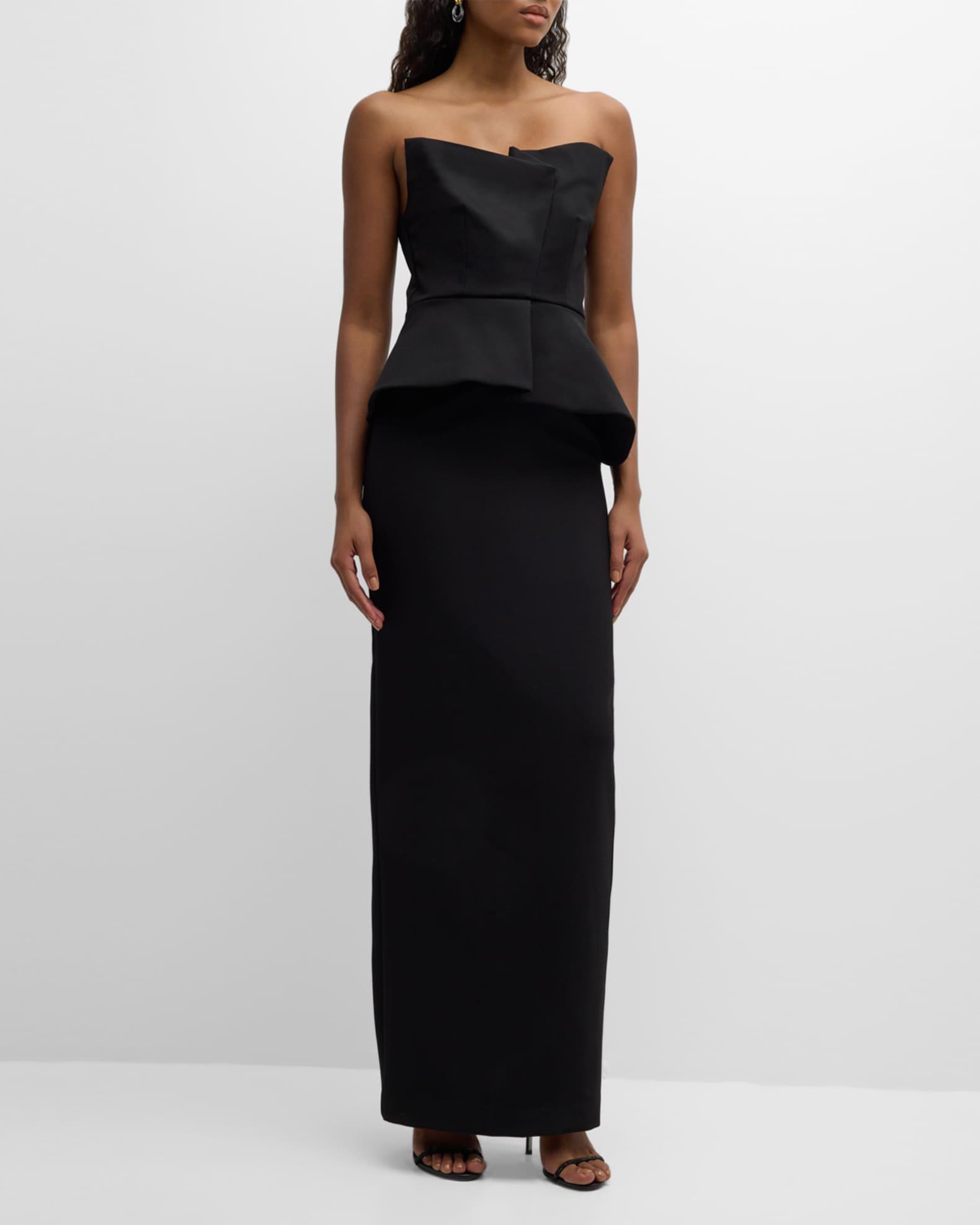 Strapless Crepe Gown with Gathered Bodice Product Image
