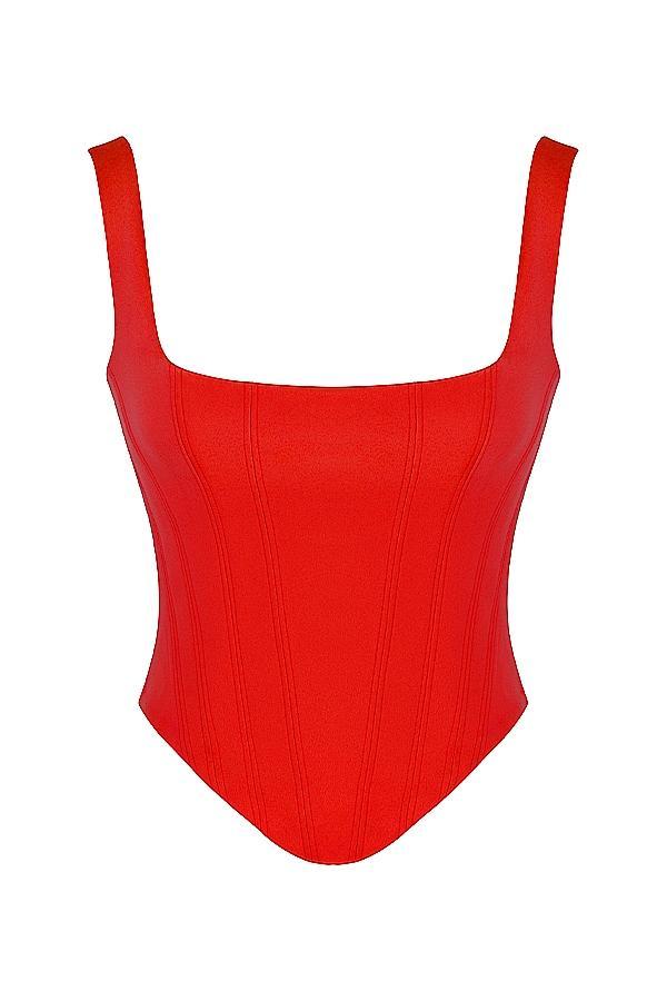 Rafa  scarlet satin longline corset Product Image