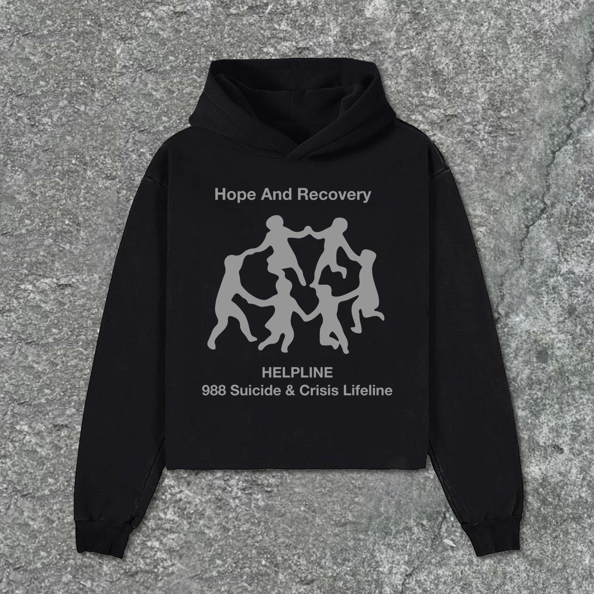 Sopula Hope and Recovery Graphic Pocketless Crop Hoodie Product Image