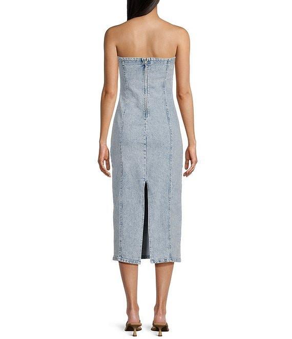 GB Strapless Denim Slit Back Midi Dress Product Image