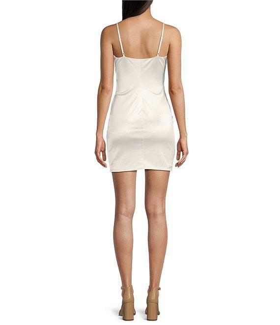 Honey and Rosie Square Neck Shirred Side Faux Wrap Mini Dress Product Image