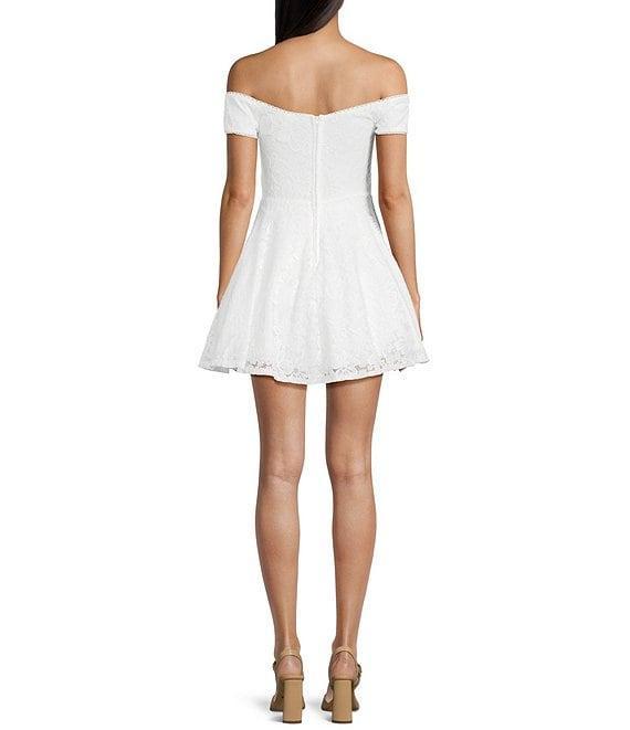 B. Darlin Floral Lace Off-The-Shoulder Sweetheart Neck Party Dress Product Image