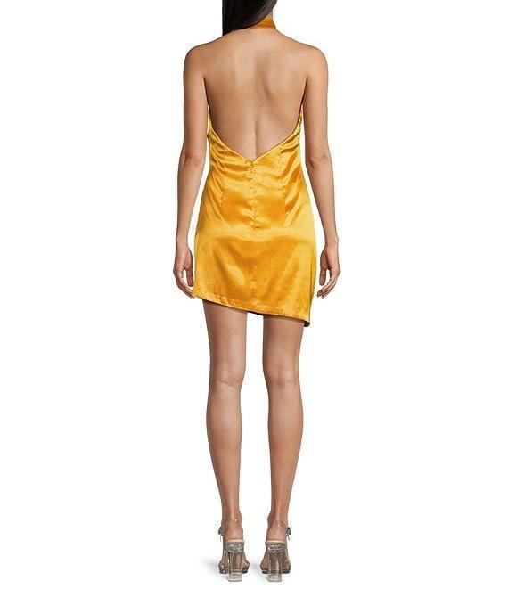 GB Social Cowl Halter Neck Satin Mini Dress Product Image