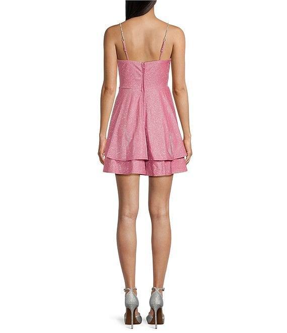 City Vibe Jeweled Straps Corset Sherri Shine Layered Party Skirt Dress Product Image