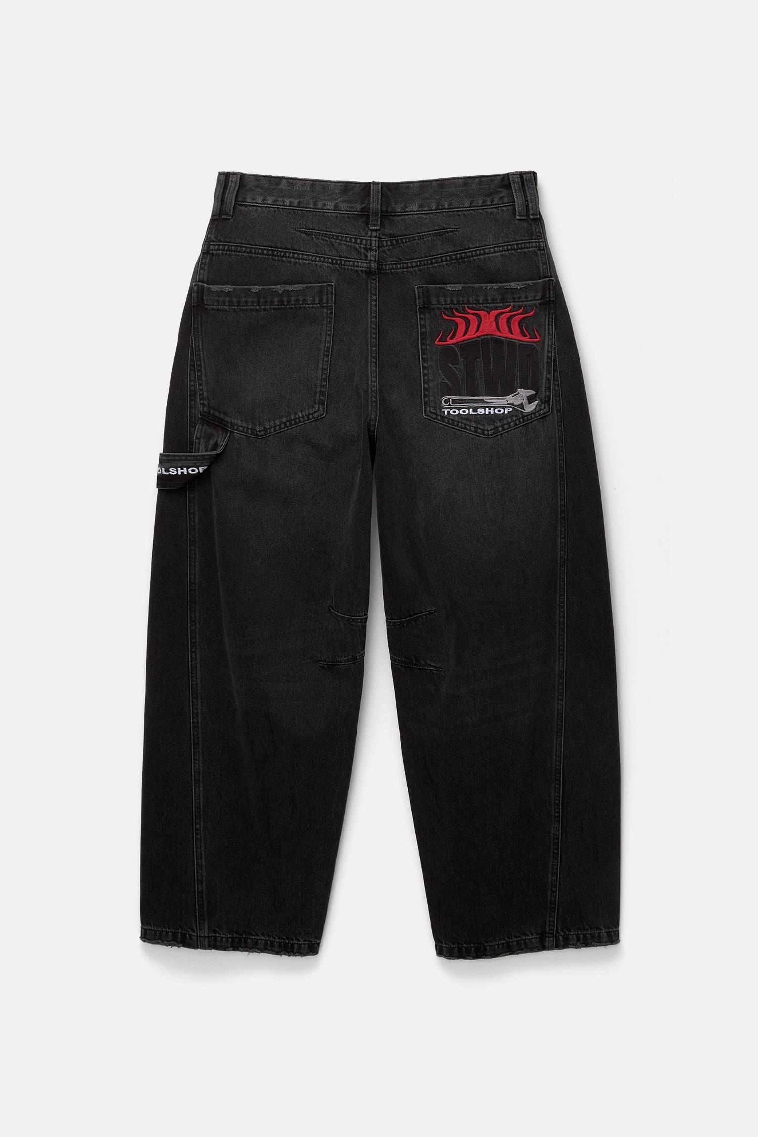 Balloon fit jeans with embroidered pocket Product Image