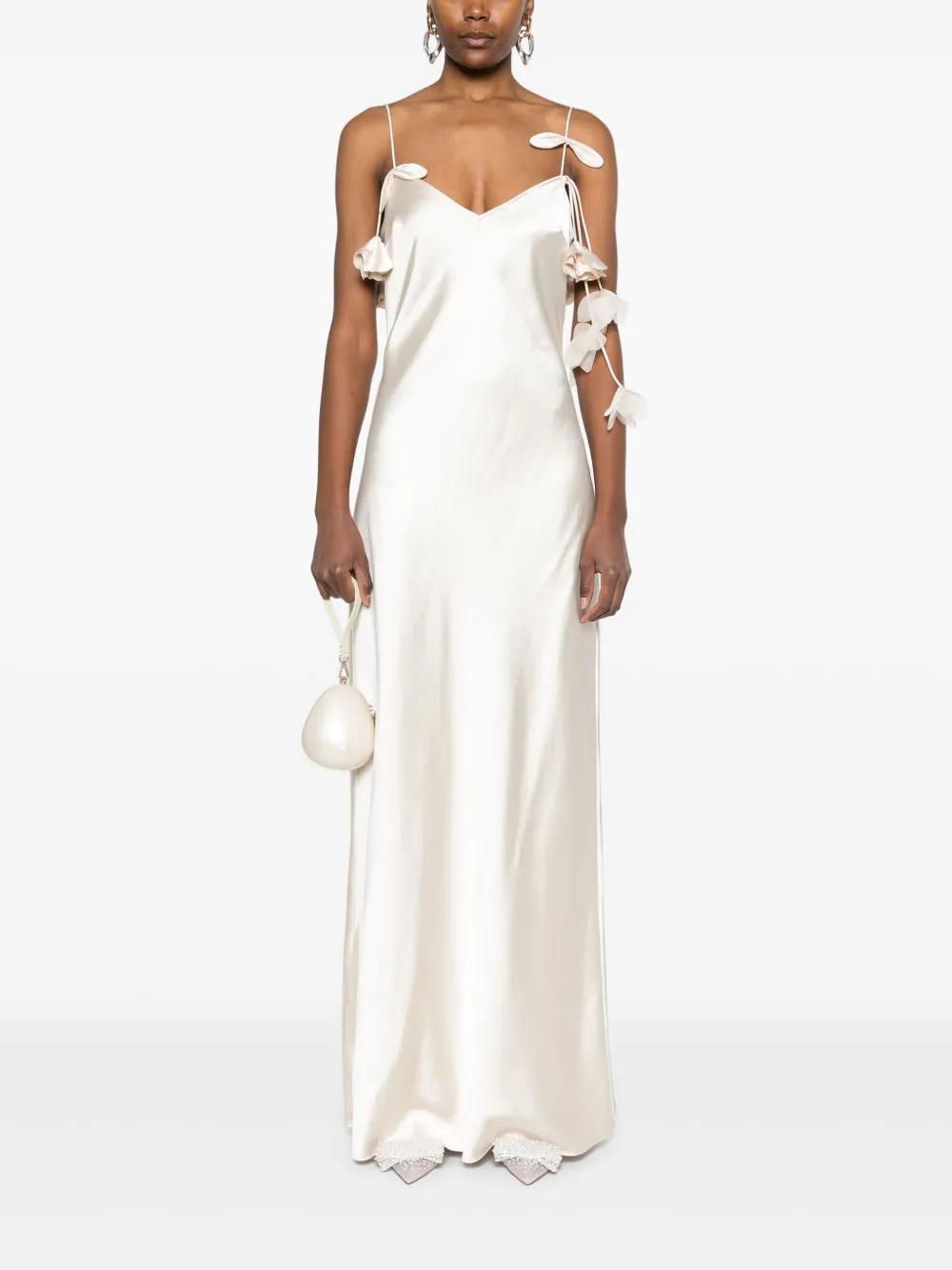floral-appliqué satin maxi dress Product Image
