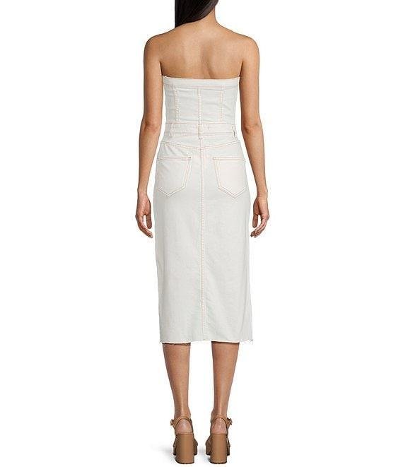 GB Strapless Denim Raw Hem Midi Dress Product Image