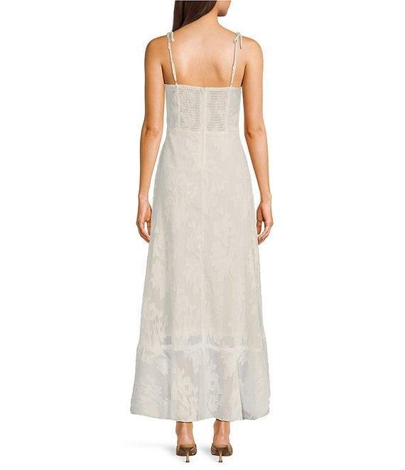 Floral Tie Strap Ruffle Side Slit Midi Dress Product Image