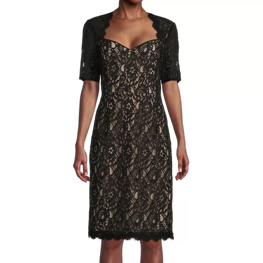 Women's Focus By Shani Bodycon Lace Dress, Size: 6, Black Product Image