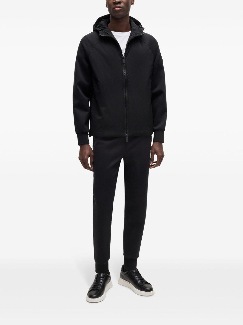 HUGO BOSS Zip-up Hoodie With Contrast Inserts In Black Product Image