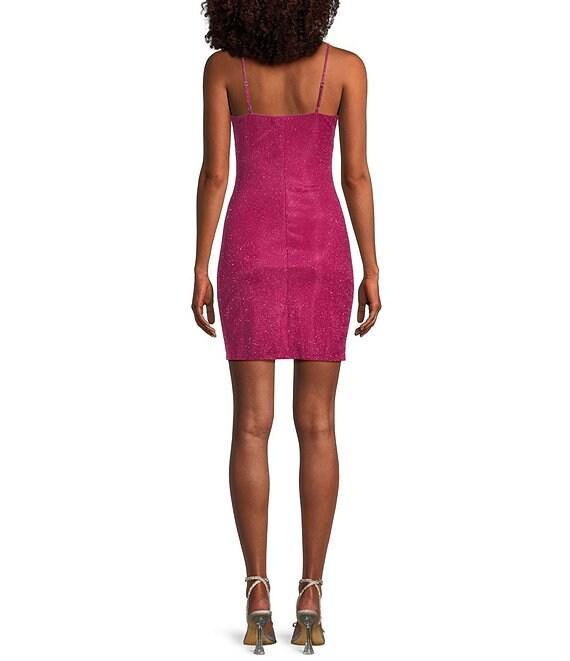 I.N. San Francisco Spaghetti Strap V-Neck Fitted Pleated Wrap Dress Product Image