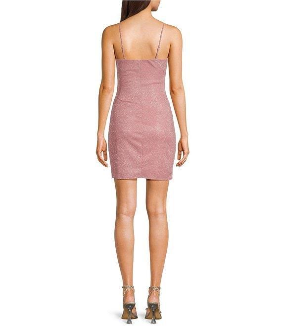 I.N. San Francisco Spaghetti Strap V-Neck Fitted Pleated Wrap Dress Product Image