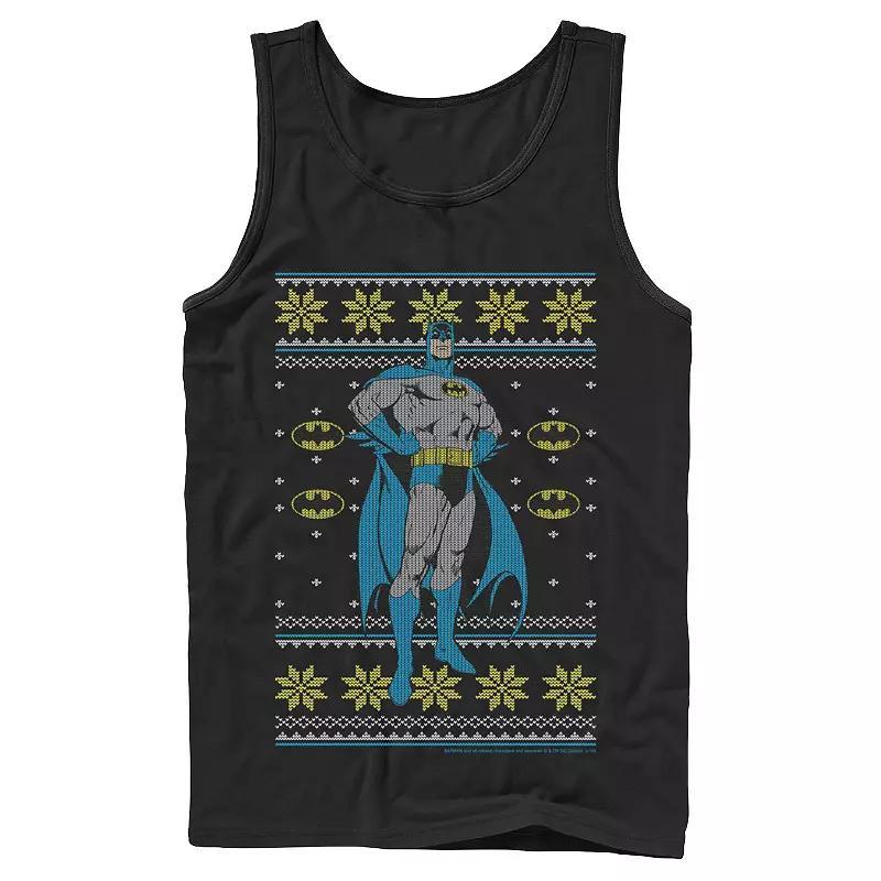 Men's DC Comics Batman Power Stance Christmas Sweater Style Tank Top, Size: Large, Black Product Image